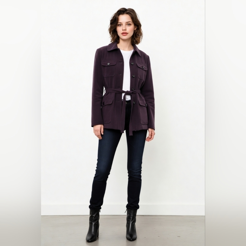 Talbots Trench Coat Jacket Overcoat Brown Belt Retro Detective‎ Stretch Women 6 - Picture 15 of 16